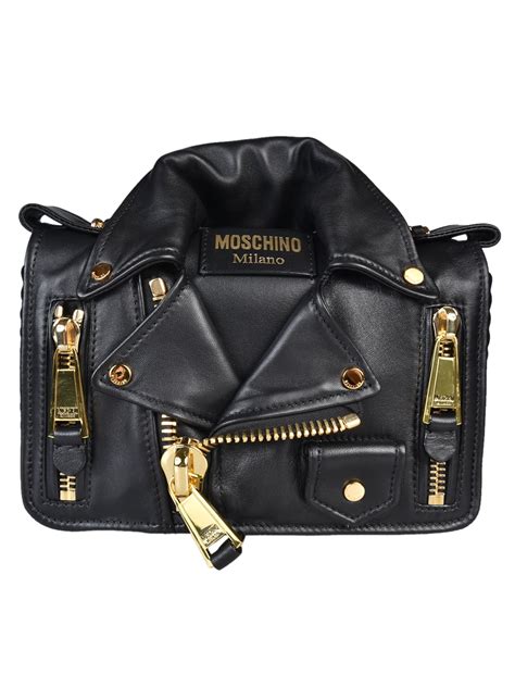 moschino biker jacket bag replica|moschino biker trapezium bag.